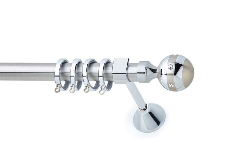 Anartisi Κουρτινόξυλο Φ25 Inox ISO STRASS Νίκελ Σατινέ/